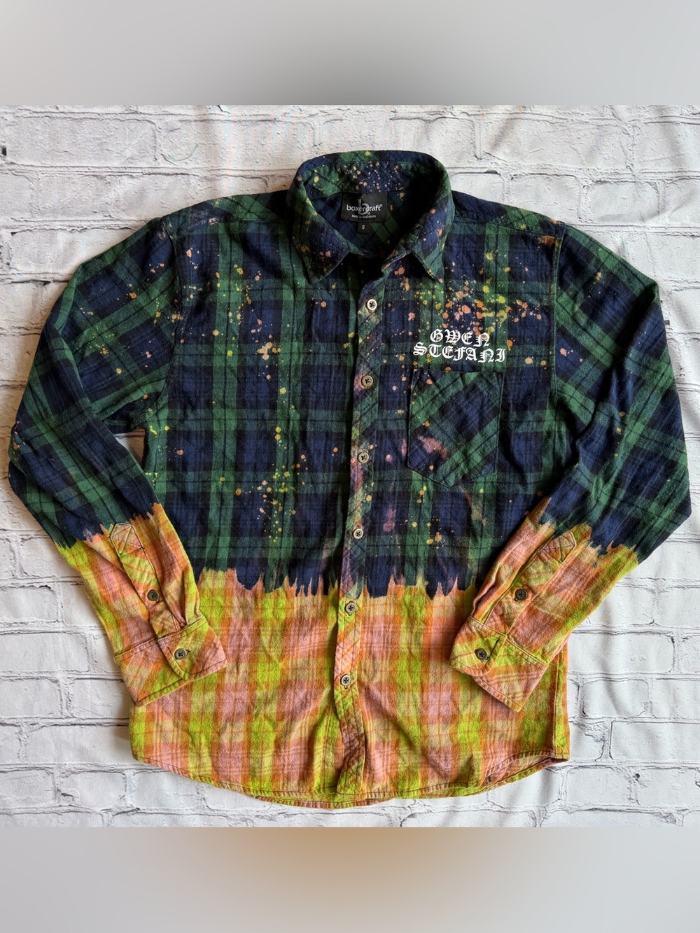 Gwen Stefani Plaid Flannel Bleached Boxercraft Small Festival Boho Streetwear